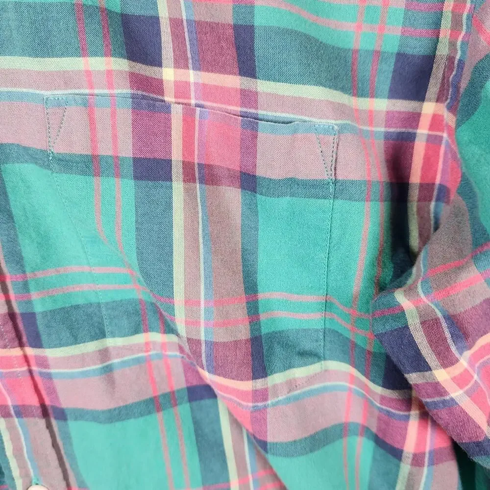 J Crew Multicolor Plaid Long Sleeve Button Down Shirt‎ Size Medium